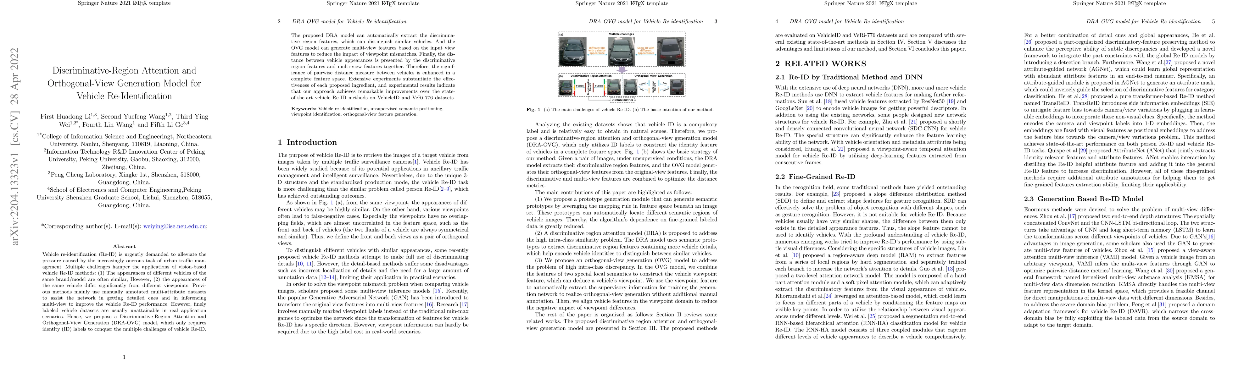 Thumbnail for Discriminative-Region Attention and Orthogonal-View Generation Model for
  Vehicle Re-Identification
