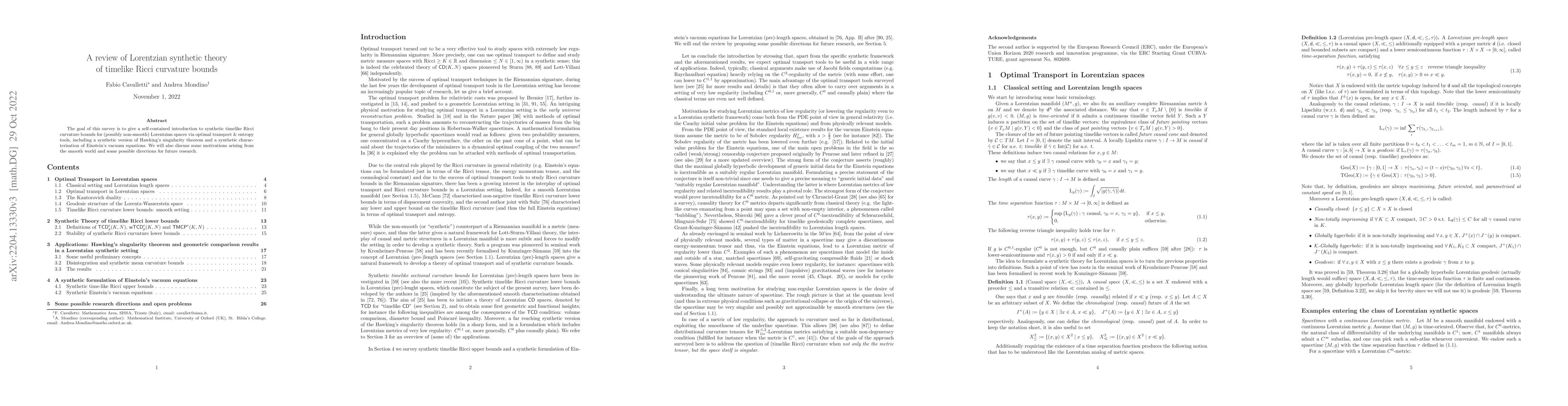 Thumbnail for A review of Lorentzian synthetic theory of timelike Ricci curvature
  bounds