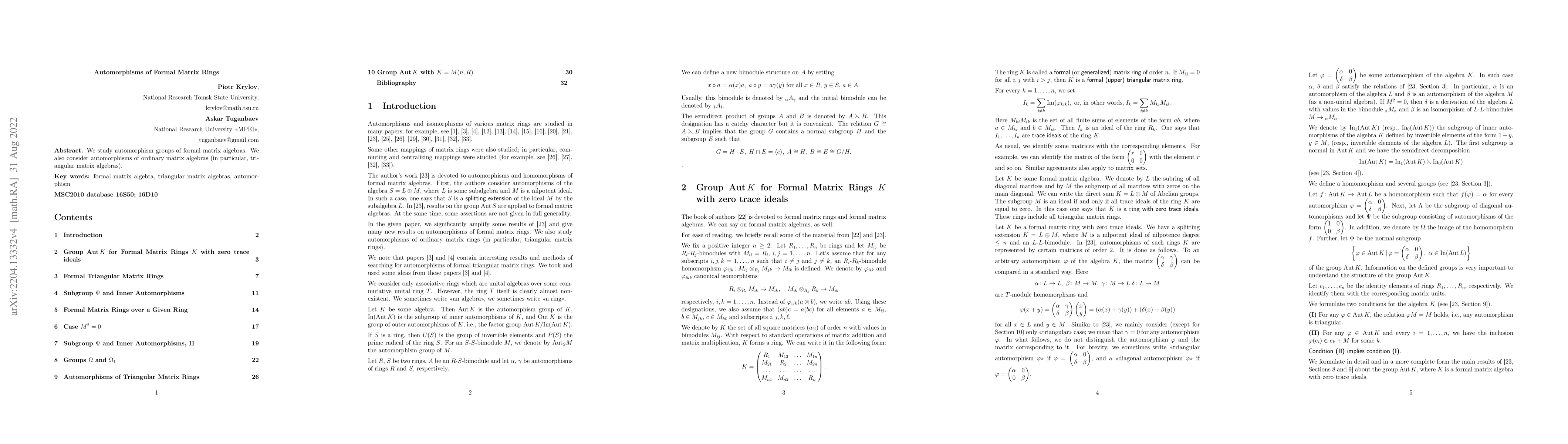 Thumbnail for Automorphisms of Formal Matrix Rings