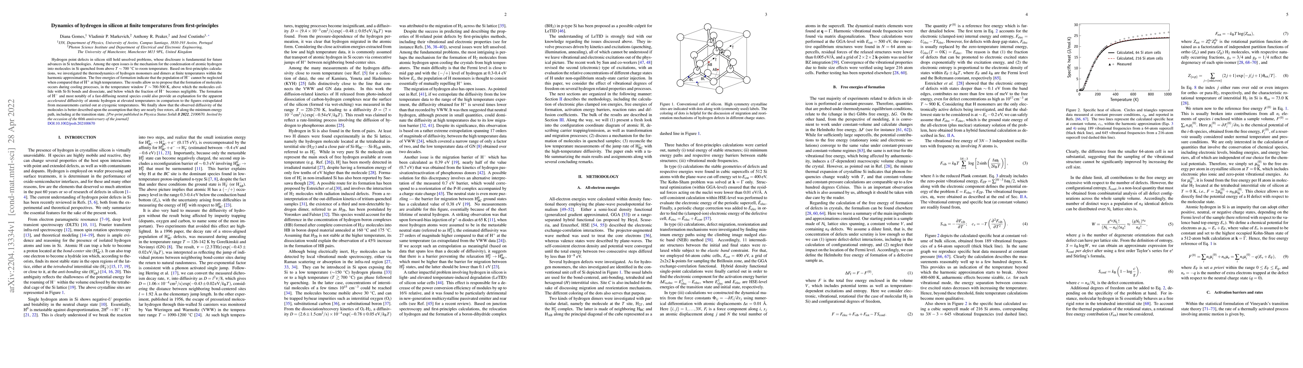 Thumbnail for Dynamics of hydrogen in silicon at finite temperatures from
  first-principles