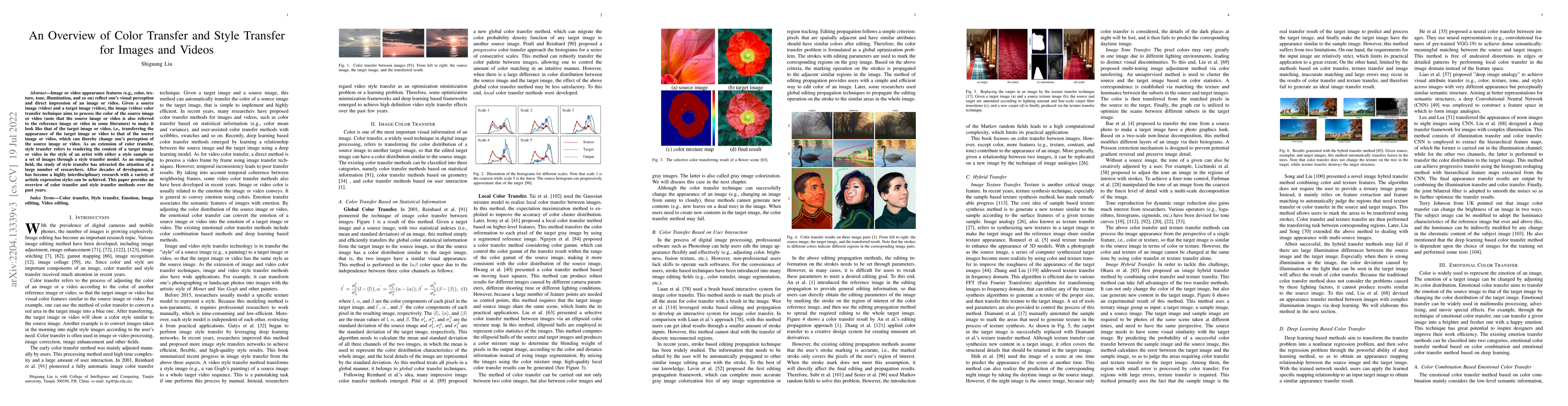Thumbnail for An Overview of Color Transfer and Style Transfer for Images and Videos