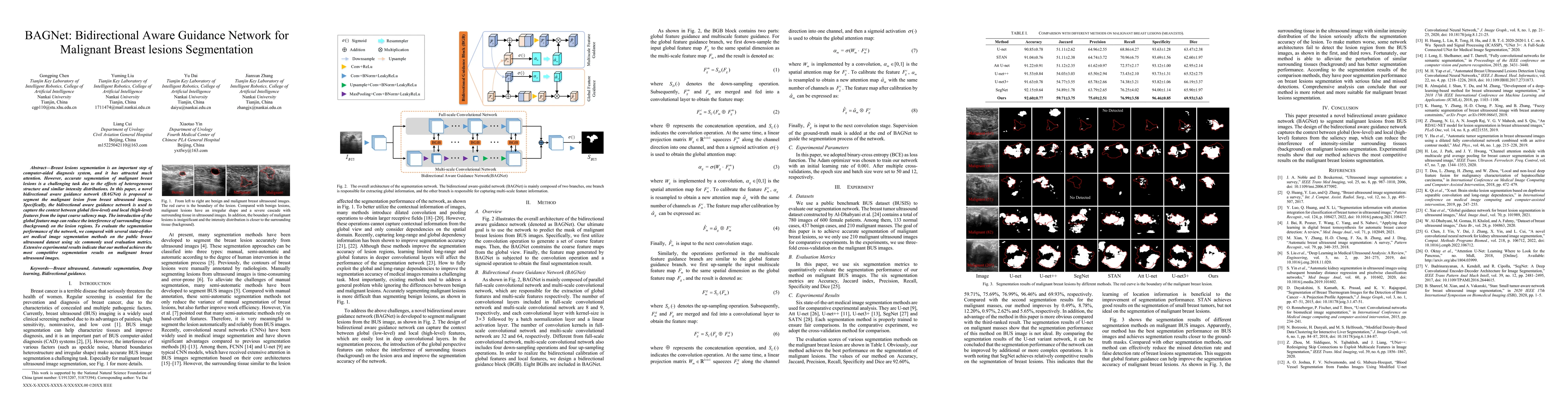 Thumbnail for BAGNet: Bidirectional Aware Guidance Network for Malignant Breast
  lesions Segmentation