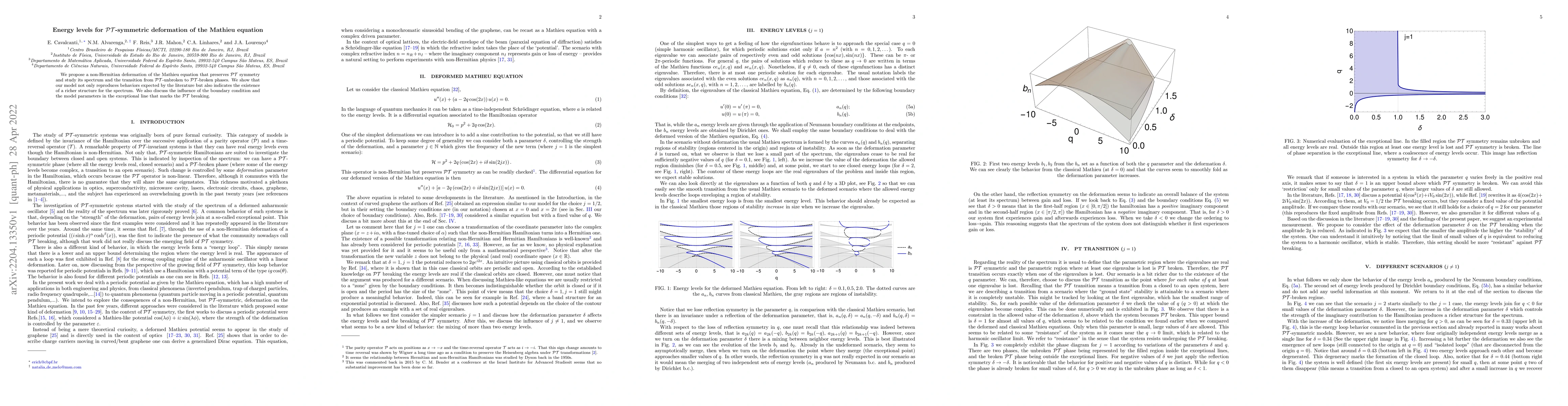 Thumbnail for Energy levels for $\mathcal{PT}$-symmetric deformation of the Mathieu
  equation
