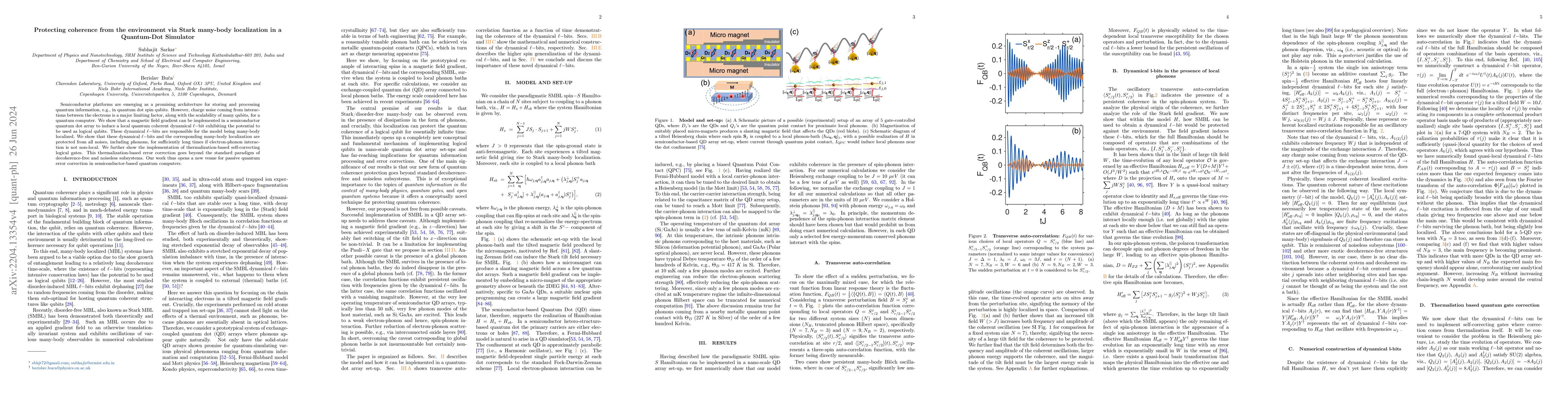 Thumbnail for Protecting coherence from the environment via Stark many-body
  localization in a Quantum-Dot Simulator