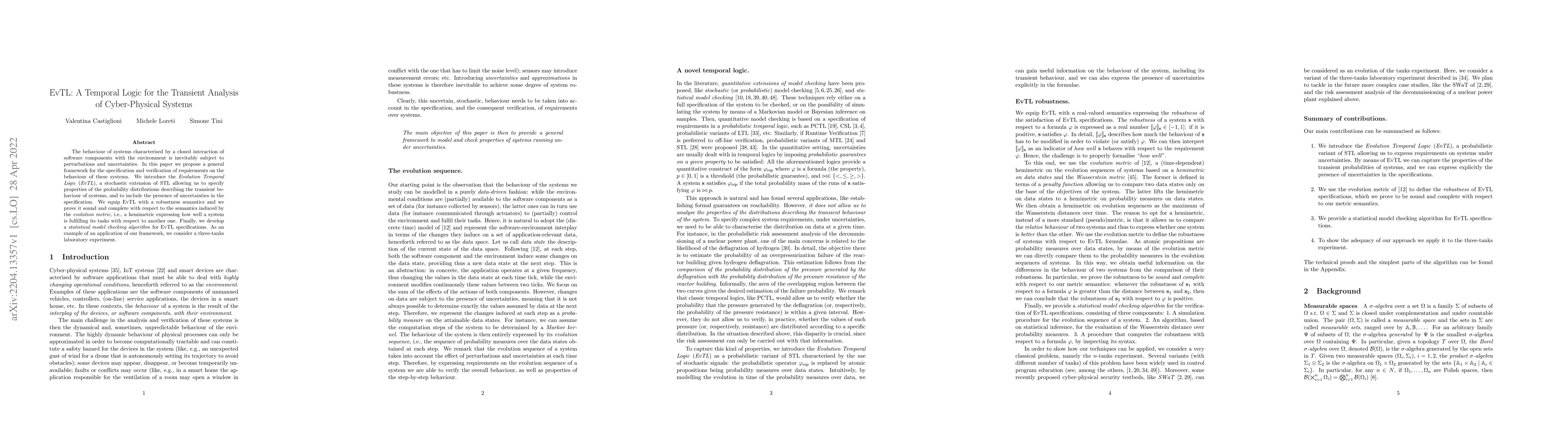 Thumbnail for EvTL: A Temporal Logic for the Transient Analysis of Cyber-Physical
  Systems