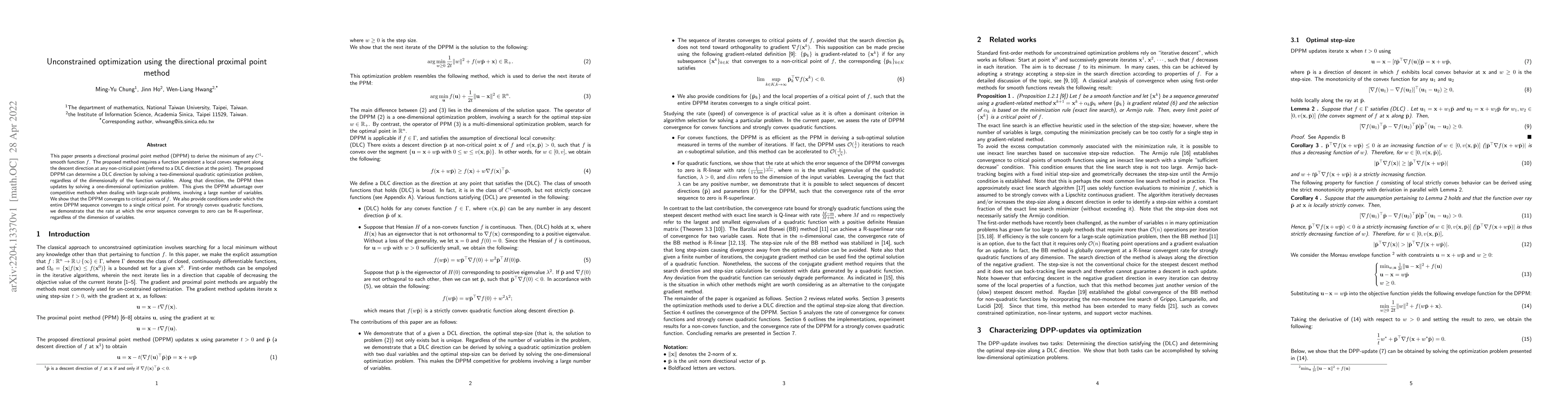 Thumbnail for Unconstrained optimization using the directional proximal point method