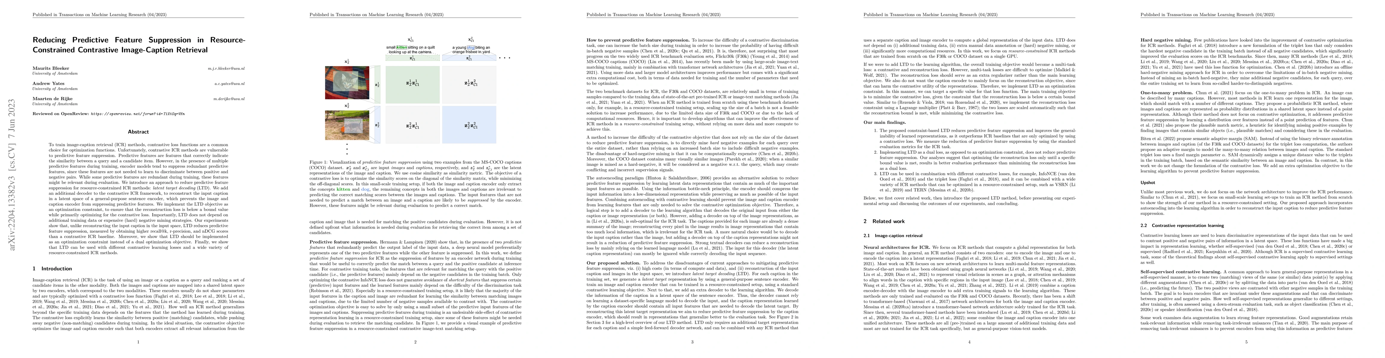 Thumbnail for Reducing Predictive Feature Suppression in Resource-Constrained
  Contrastive Image-Caption Retrieval