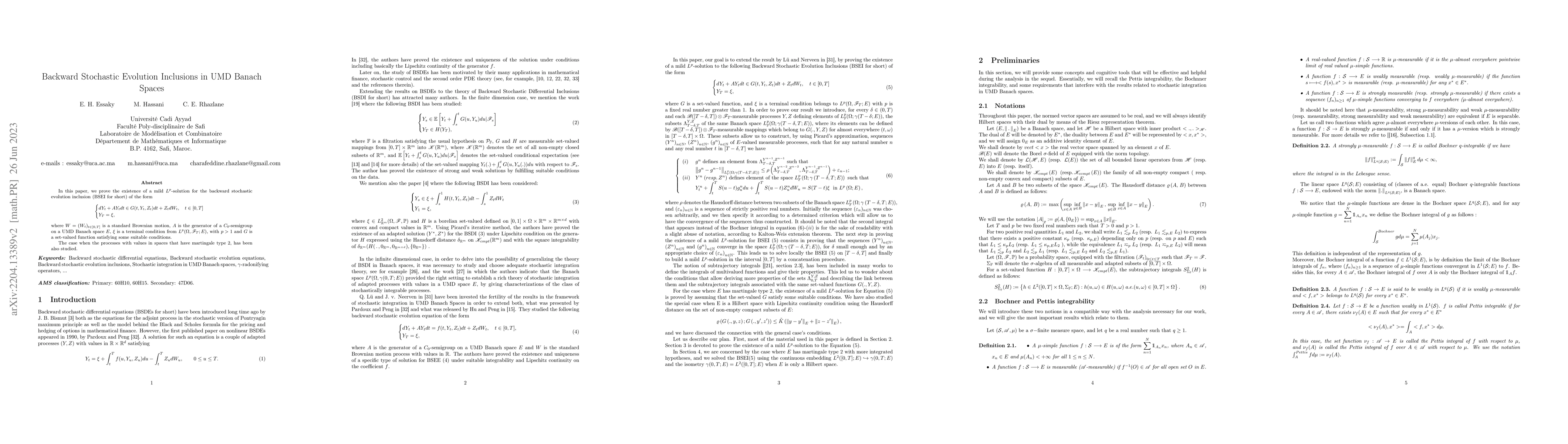 Thumbnail for Backward Stochastic Evolution Inclusions in UMD Banach Spaces