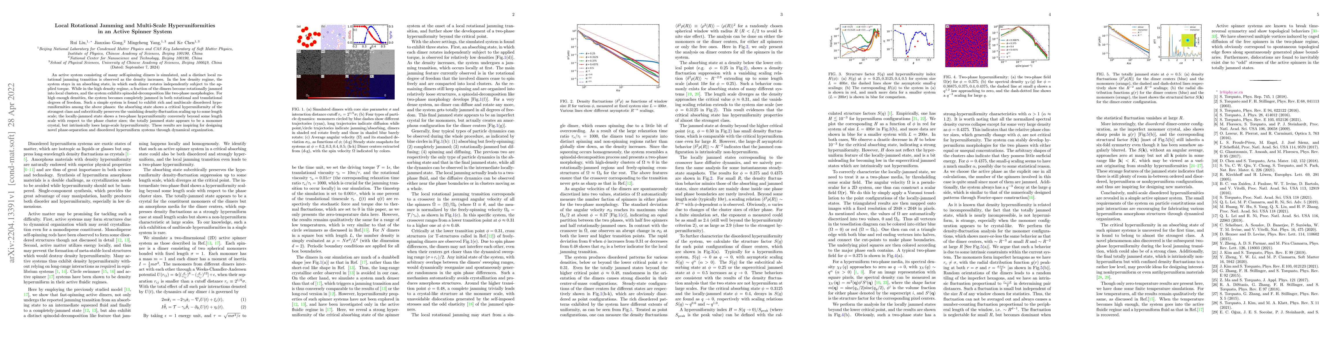 Thumbnail for Local Rotational Jamming and Multi-Scale Hyperuniformities in an Active
  Spinner System
