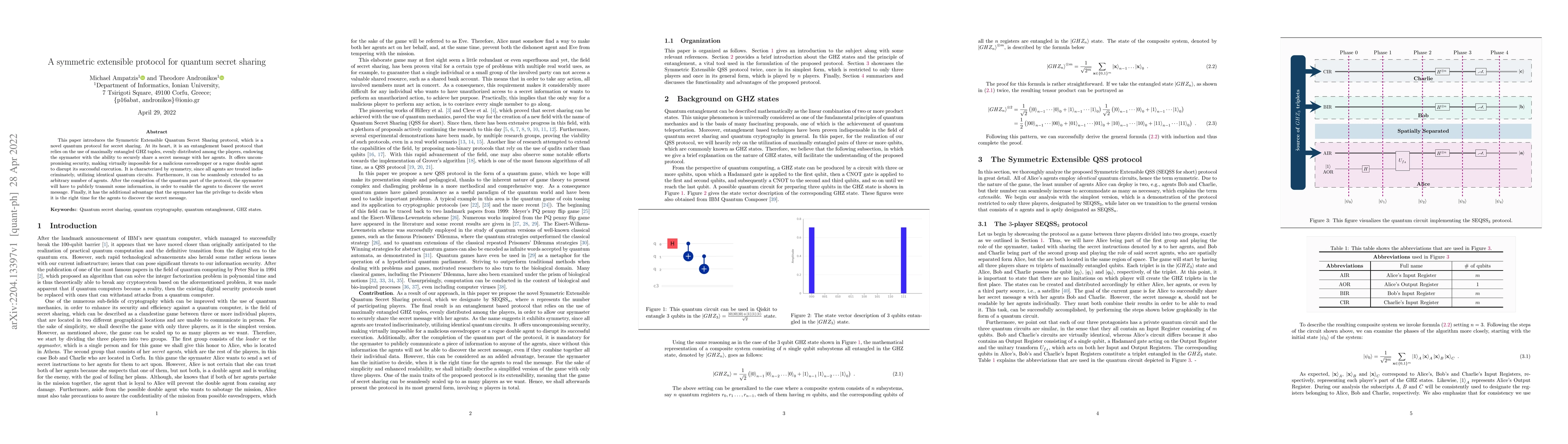 Thumbnail for A symmetric extensible protocol for quantum secret sharing