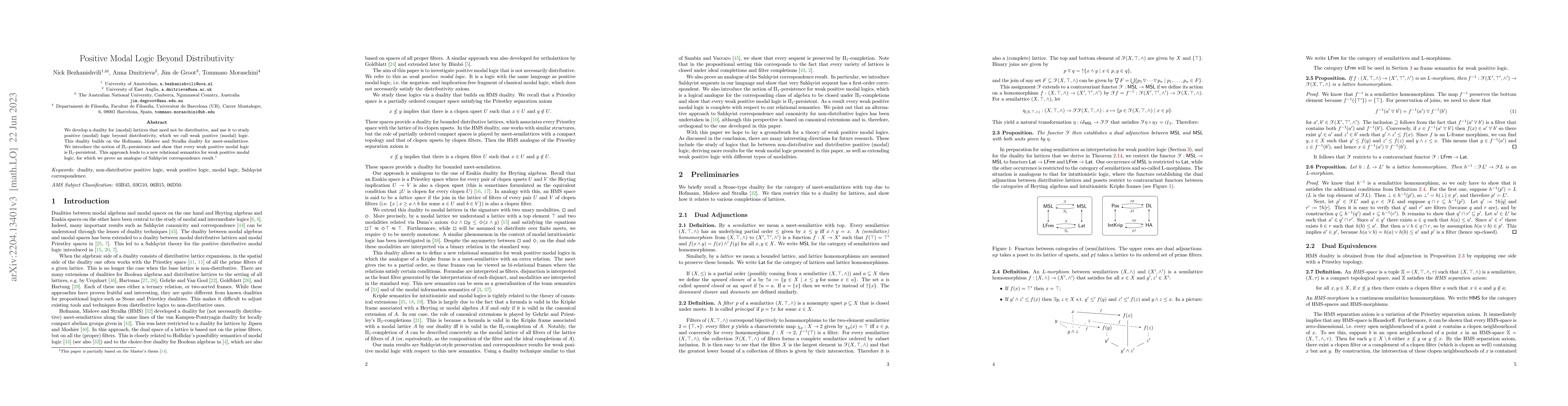 Thumbnail for Positive Modal Logic Beyond Distributivity