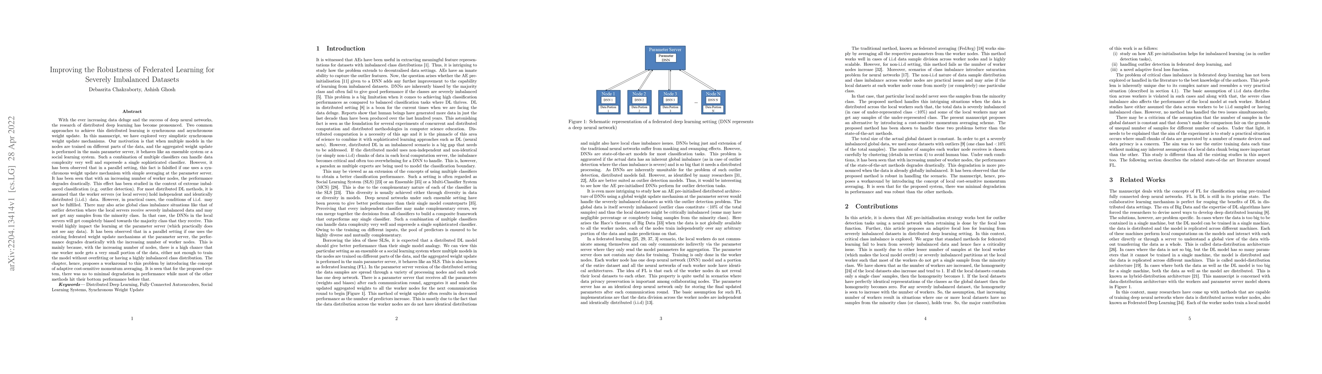 Thumbnail for Improving the Robustness of Federated Learning for Severely Imbalanced
  Datasets