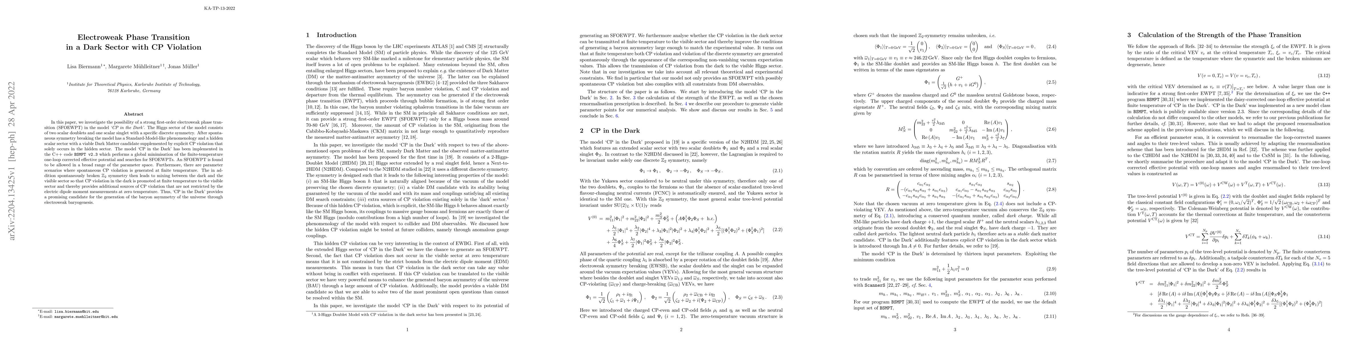 Thumbnail for Electroweak Phase Transition in a Dark Sector with CP Violation