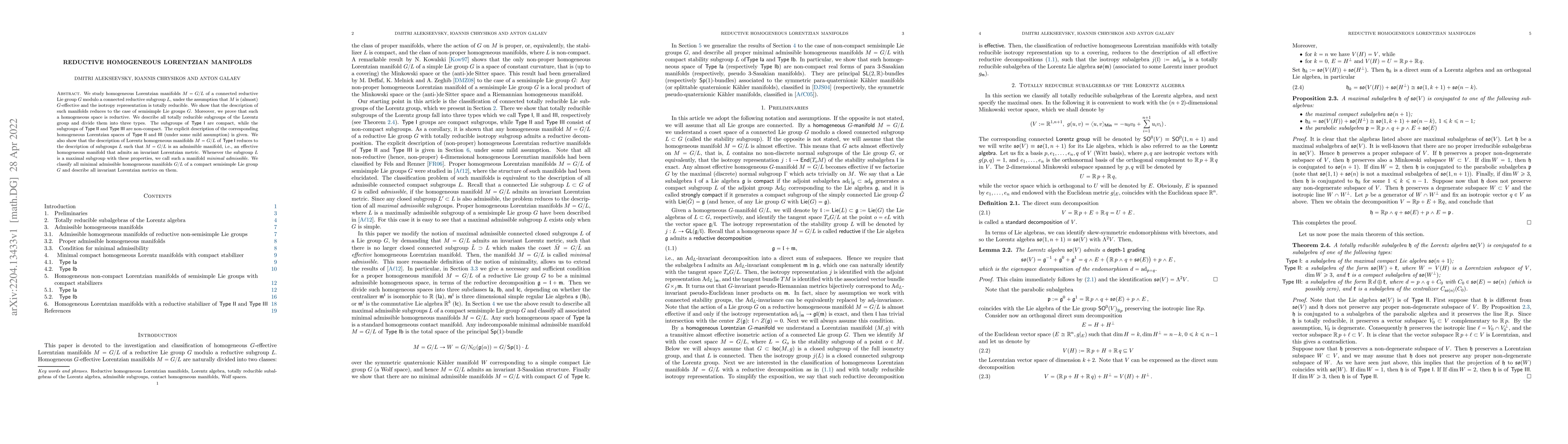 Thumbnail for Reductive homogeneous Lorentzian manifolds