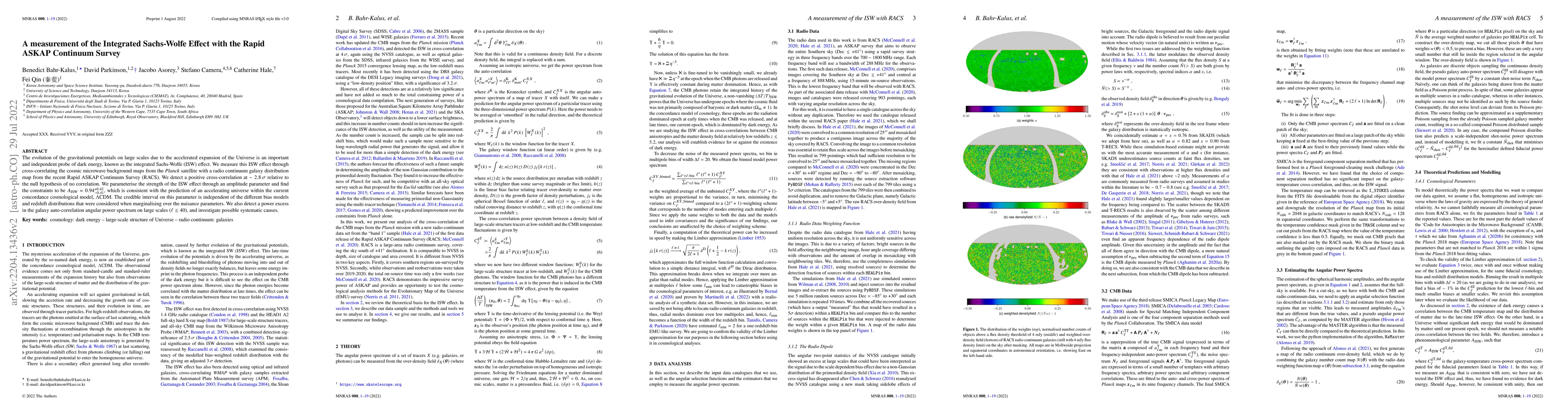 Thumbnail for A measurement of the Integrated Sachs-Wolfe Effect with the Rapid ASKAP
  Continuum Survey