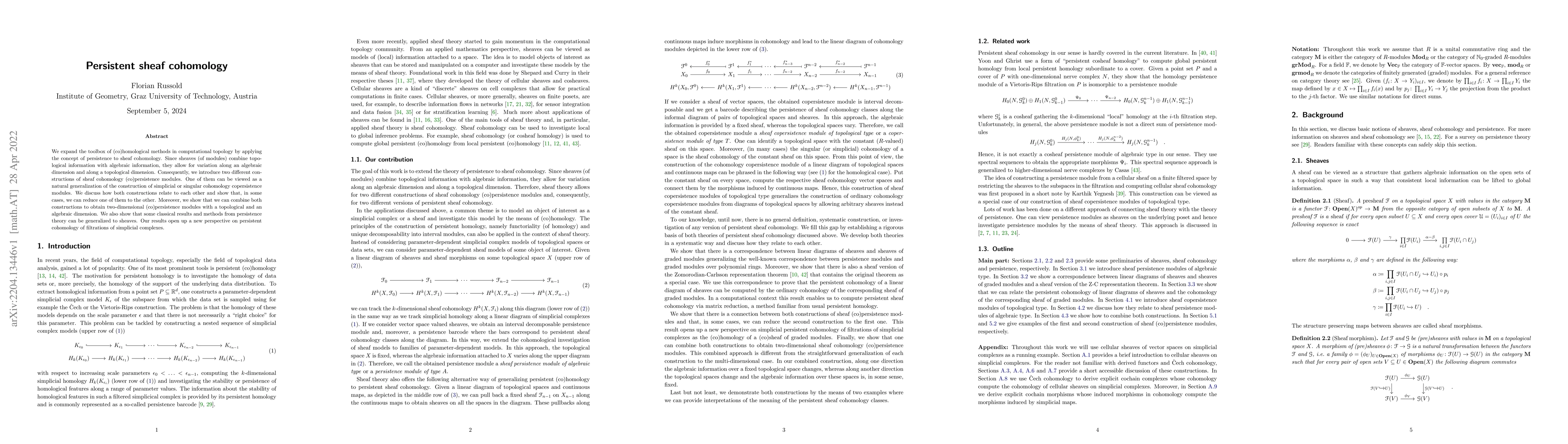 Thumbnail for Persistent sheaf cohomology