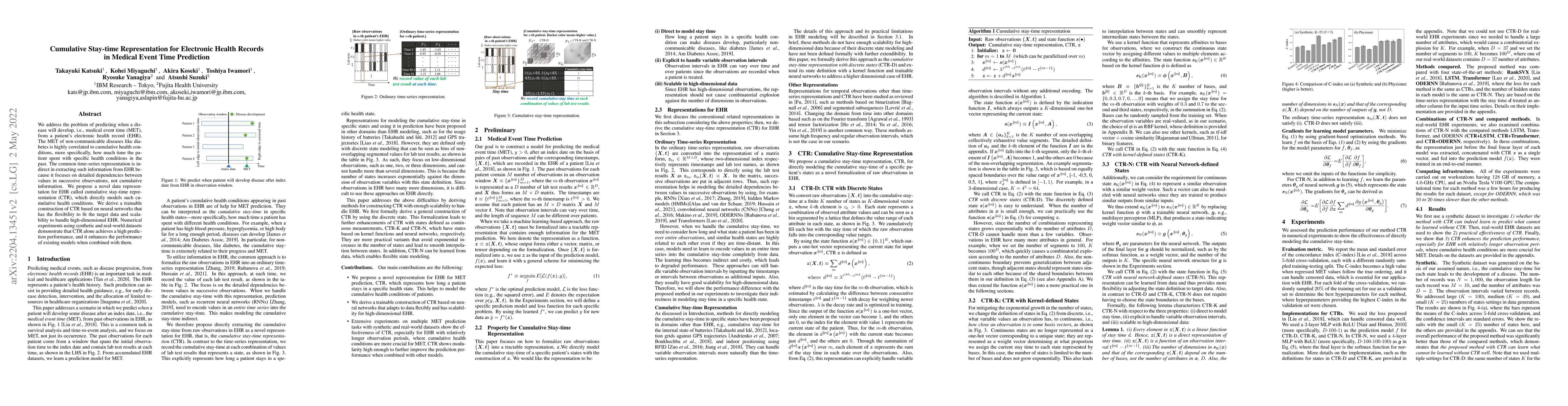Thumbnail for Cumulative Stay-time Representation for Electronic Health Records in
  Medical Event Time Prediction