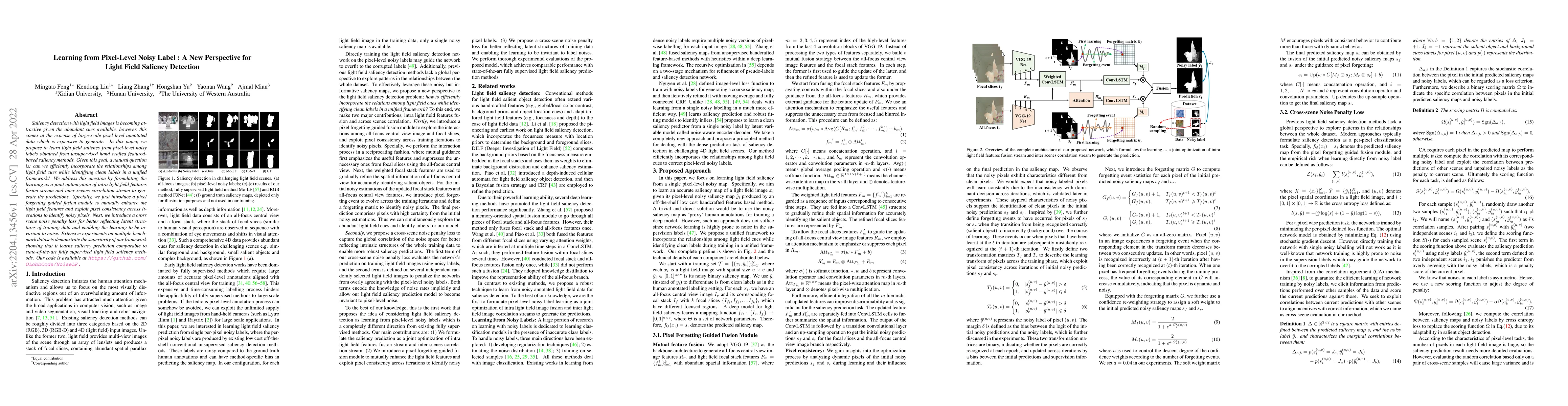 Thumbnail for Learning from Pixel-Level Noisy Label : A New Perspective for Light
  Field Saliency Detection