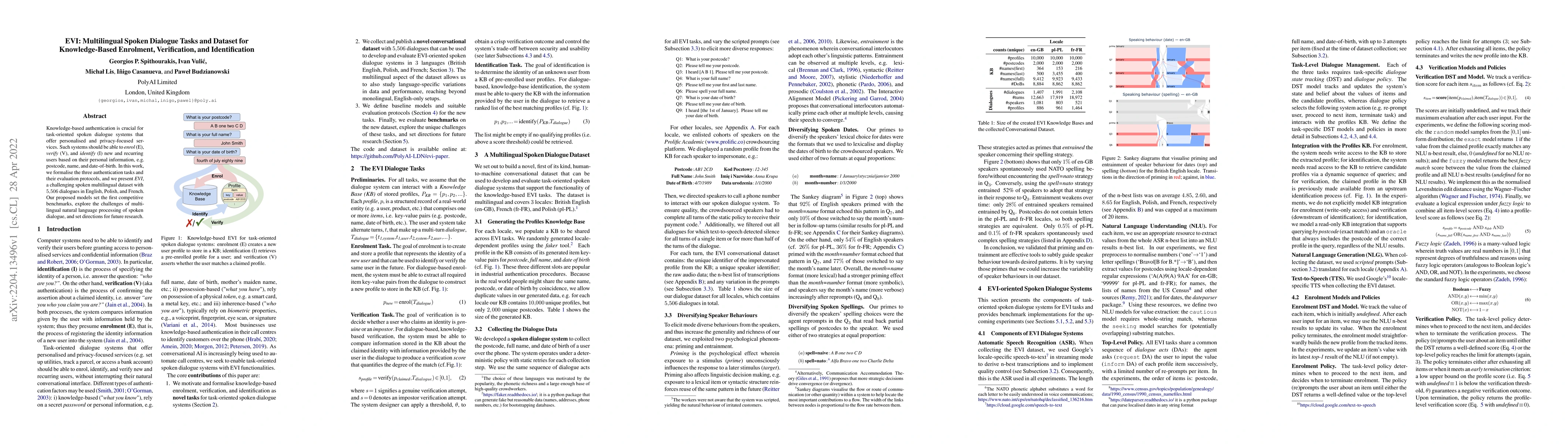 Thumbnail for EVI: Multilingual Spoken Dialogue Tasks and Dataset for Knowledge-Based
  Enrolment, Verification, and Identification