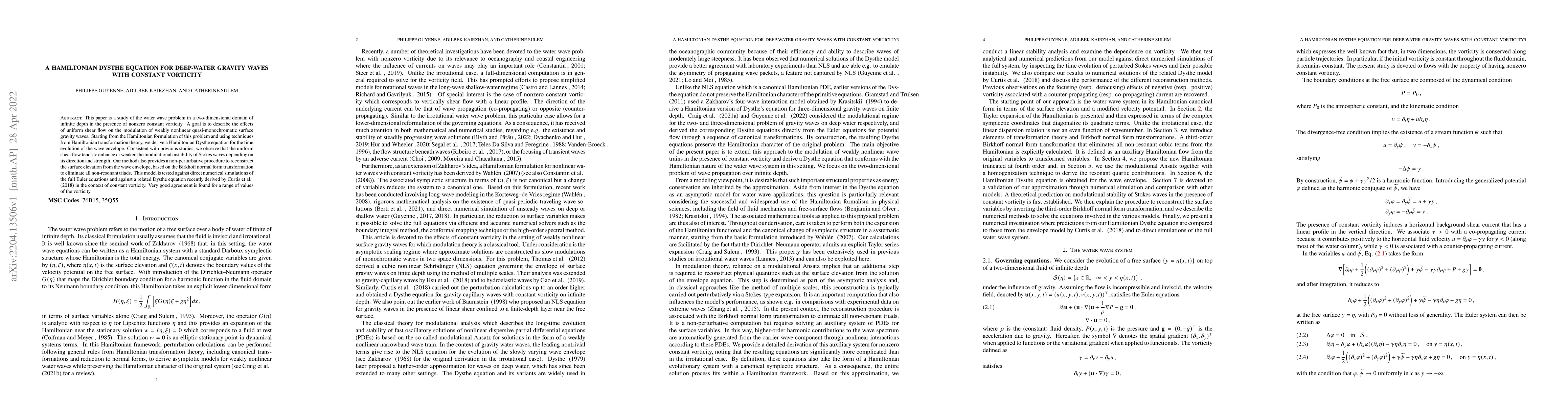 Thumbnail for A Hamiltonian Dysthe equation for deep-water gravity waves with constant
  vorticity