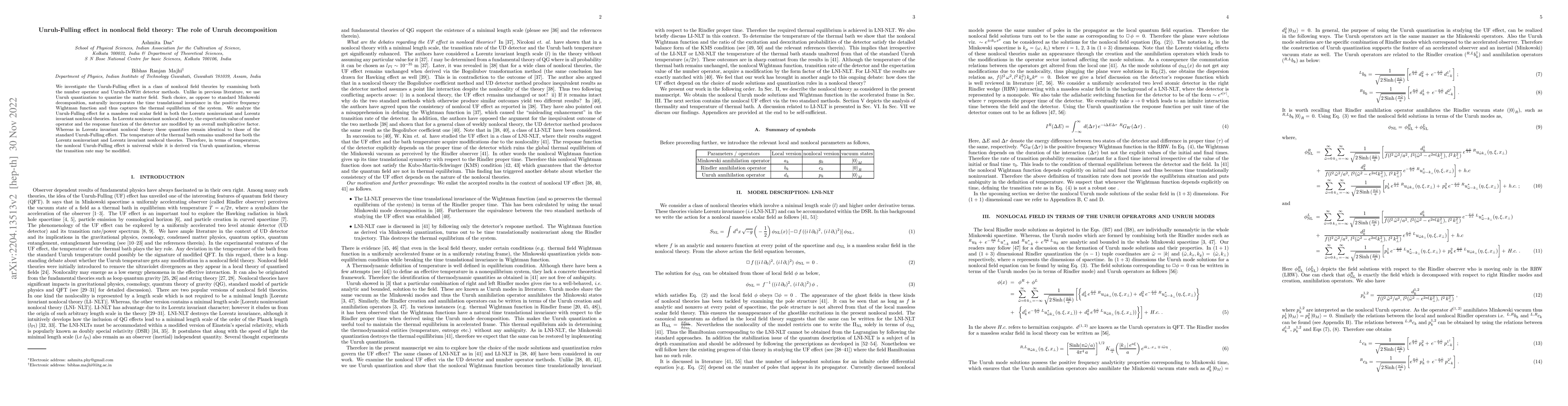 Thumbnail for Unruh-Fulling effect in nonlocal field theory: The role of Unruh
  decomposition