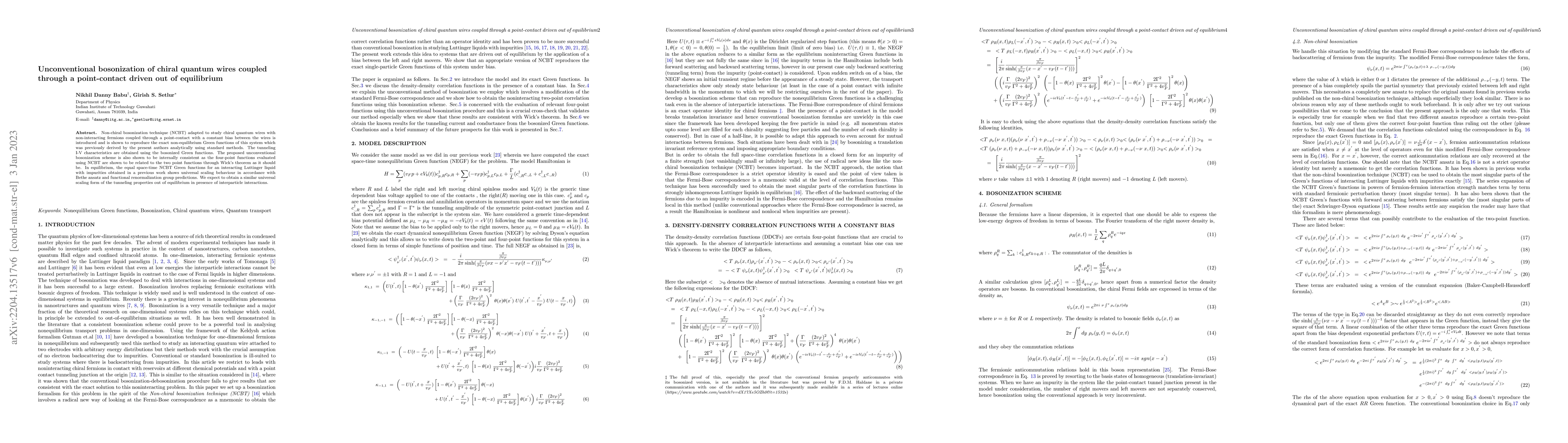 Thumbnail for Unconventional bosonization of chiral quantum wires coupled through a
  point-contact driven out of equilibrium