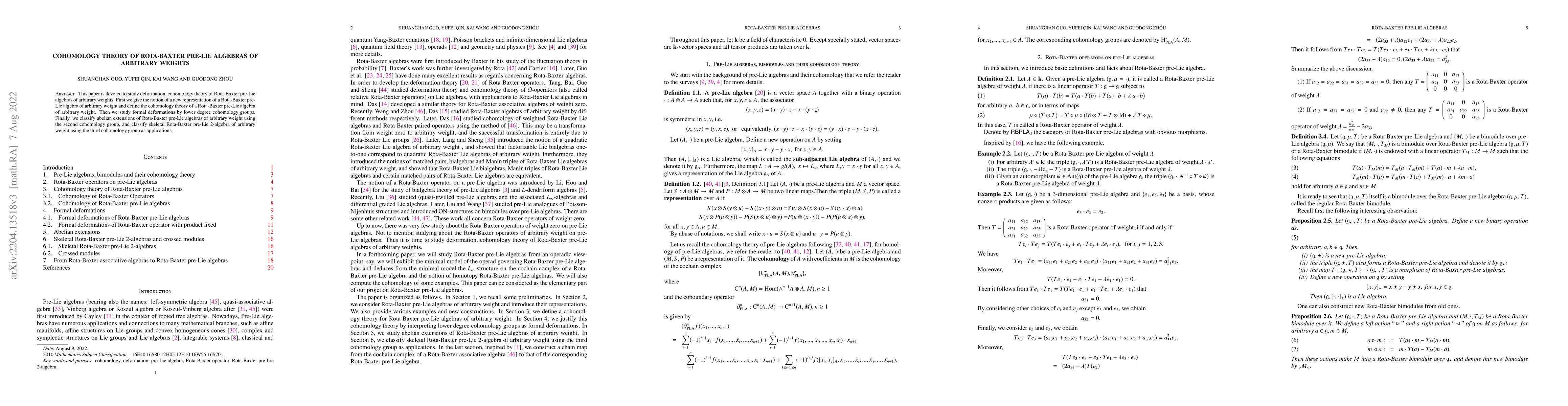 Thumbnail for Cohomology theory of Rota-Baxter pre-Lie algebras of arbitrary weights