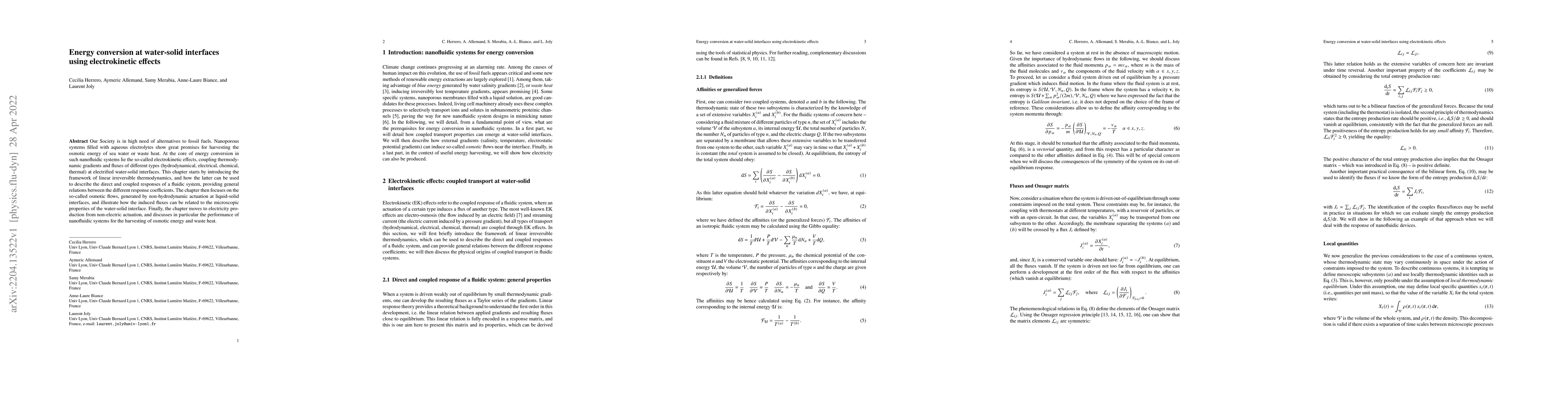 Thumbnail for Chapter: Energy conversion at water-solid interfaces using
  electrokinetic effects