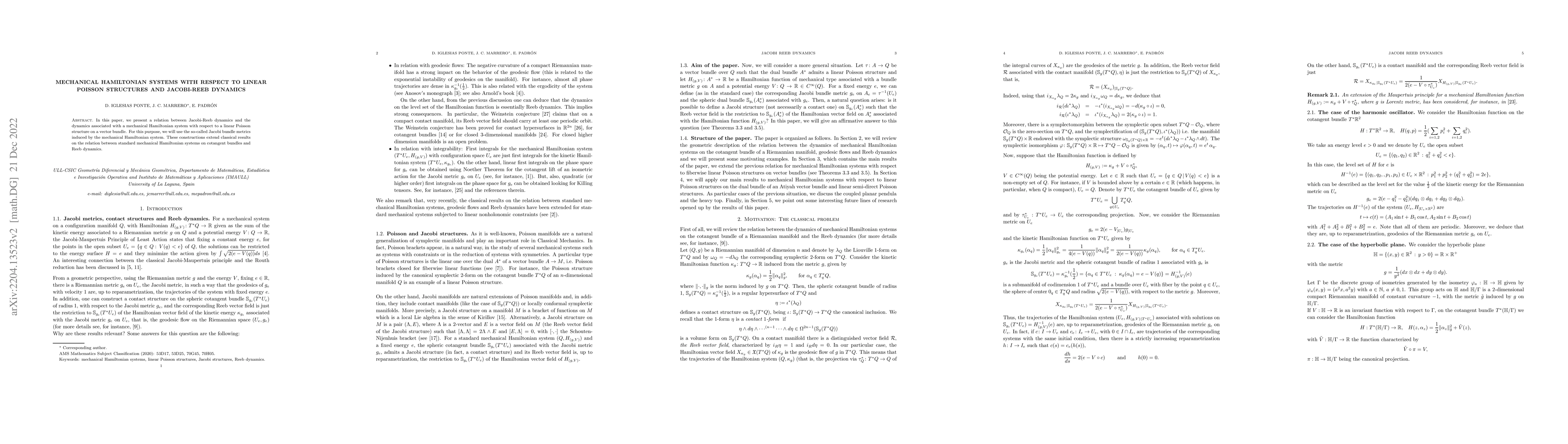 Thumbnail for Mechanical Hamiltonian systems with respect to linear Poisson structures
  and Jacobi-Reeb dynamics