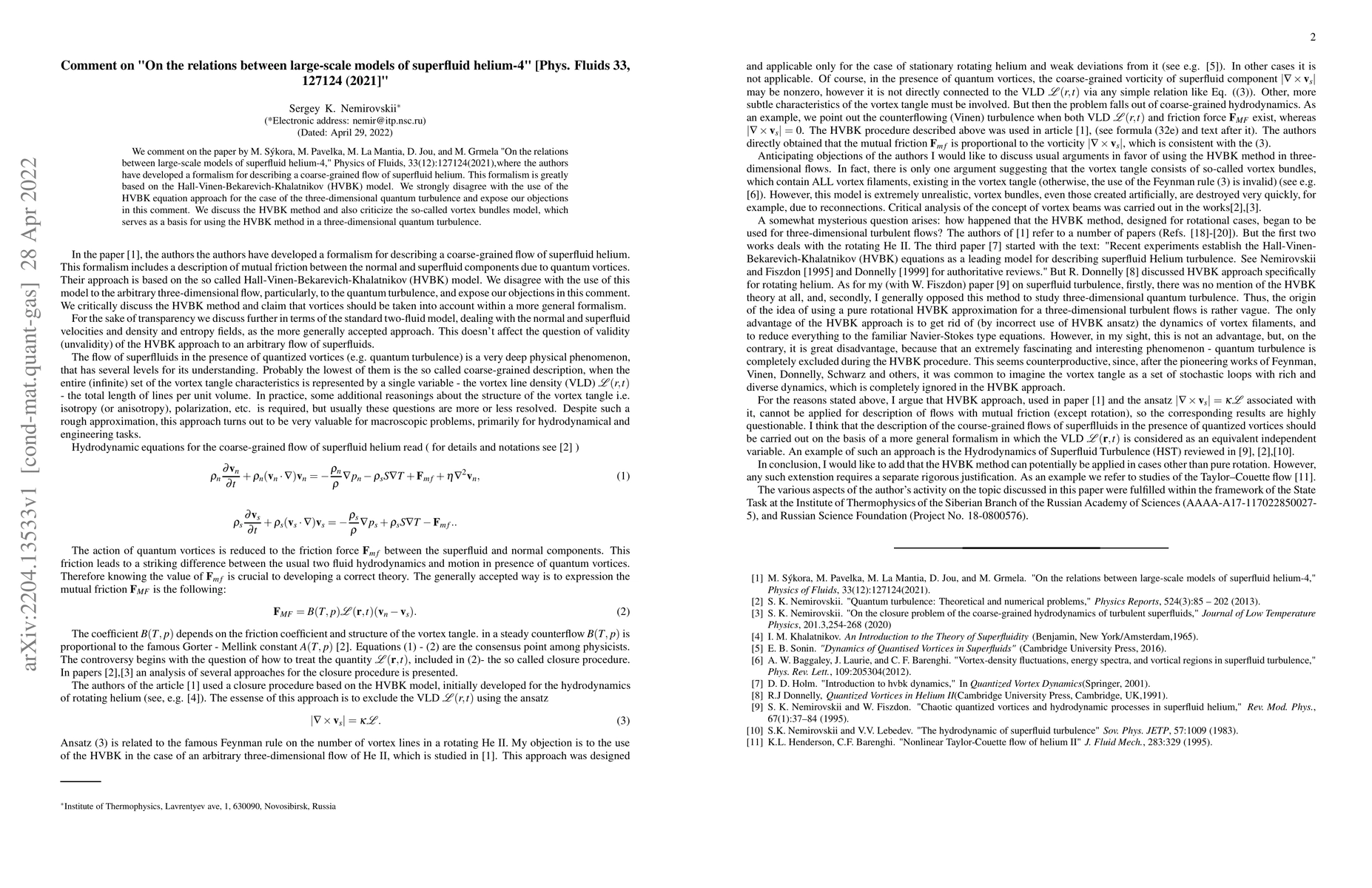Thumbnail for Comment on "On the relations between large-scale models of superfluid
  helium-4" [Phys. Fluids 33, 127124 (2021]"