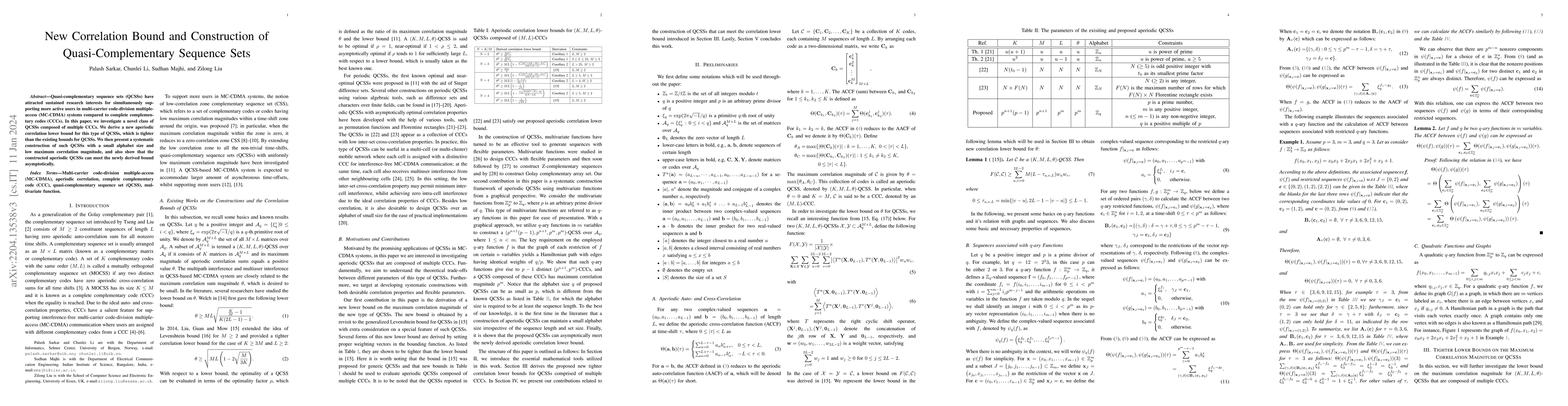 Thumbnail for New Correlation Bound and Construction of Quasi-Complementary Code Sets