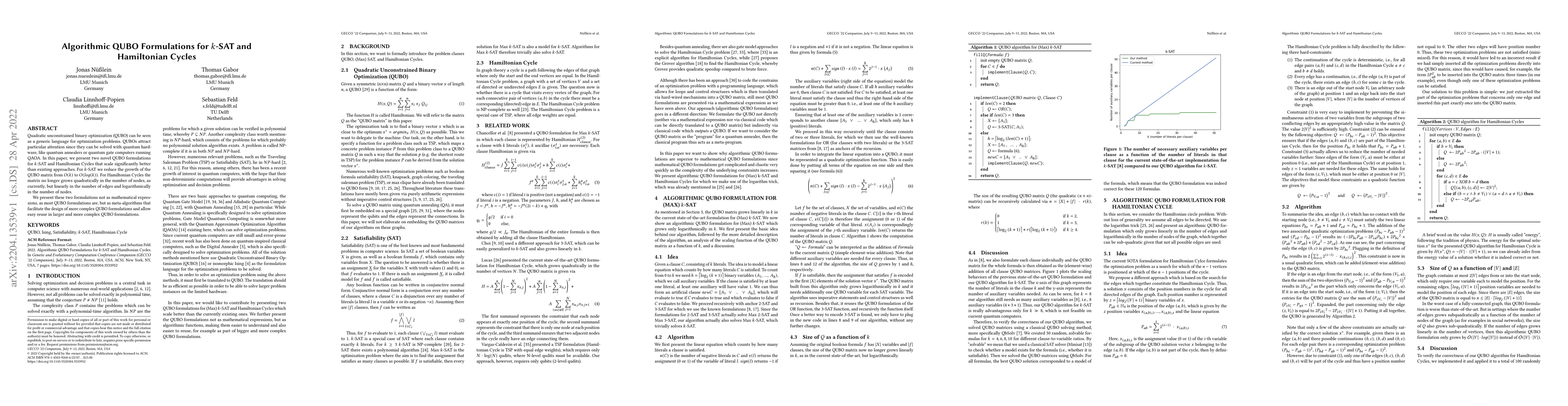 Thumbnail for Algorithmic QUBO Formulations for k-SAT and Hamiltonian Cycles