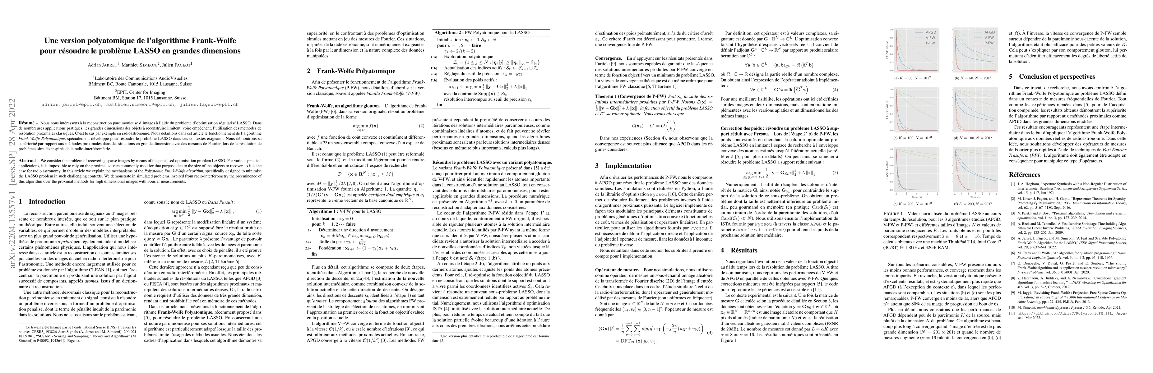Thumbnail for Une version polyatomique de l'algorithme Frank-Wolfe pour r\'esoudre le
  probl\`eme LASSO en grandes dimensions