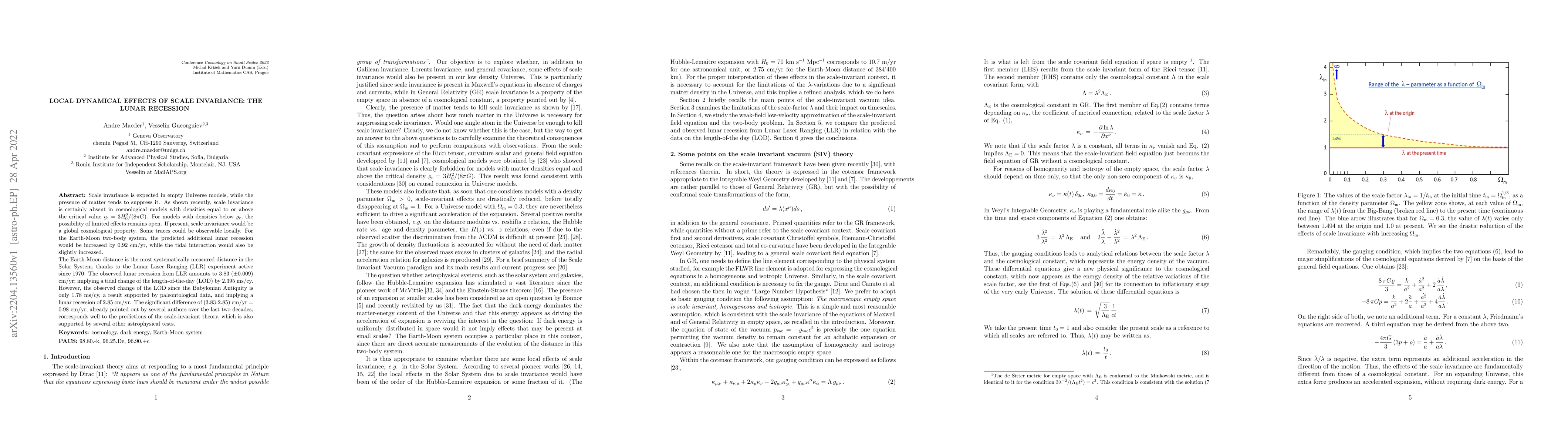 Thumbnail for Local Dynamical Effects of Scale Invariance: the Lunar Recession
