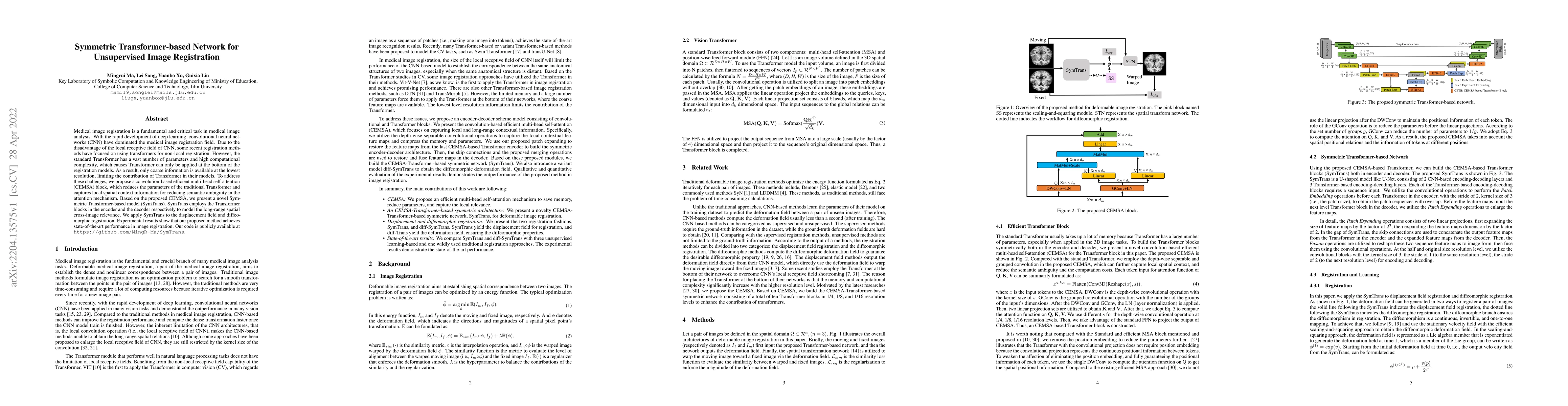 Thumbnail for Symmetric Transformer-based Network for Unsupervised Image Registration