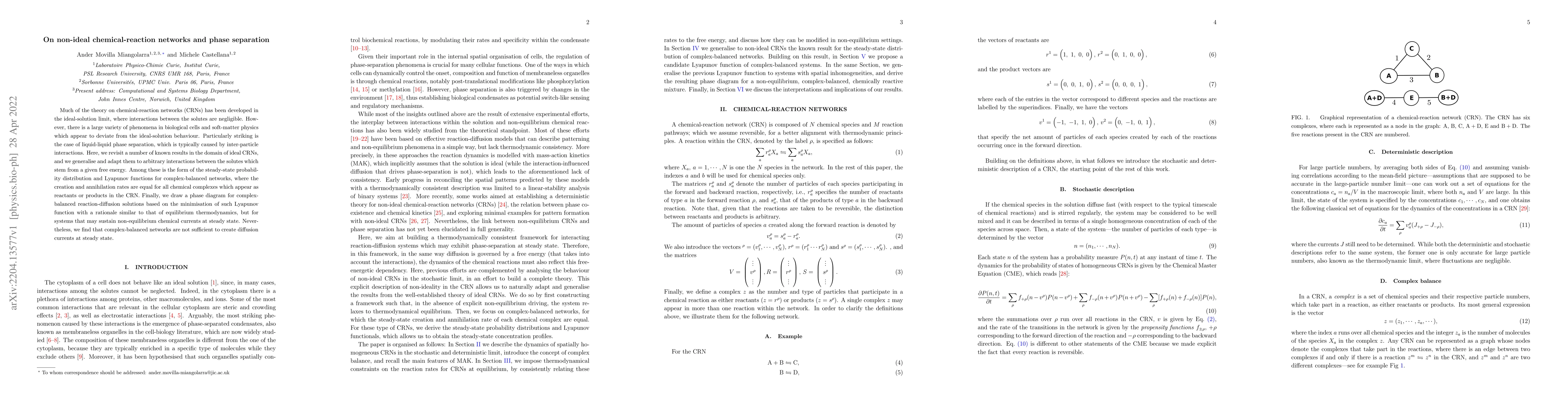 Thumbnail for On non-ideal chemical-reaction networks and phase separation