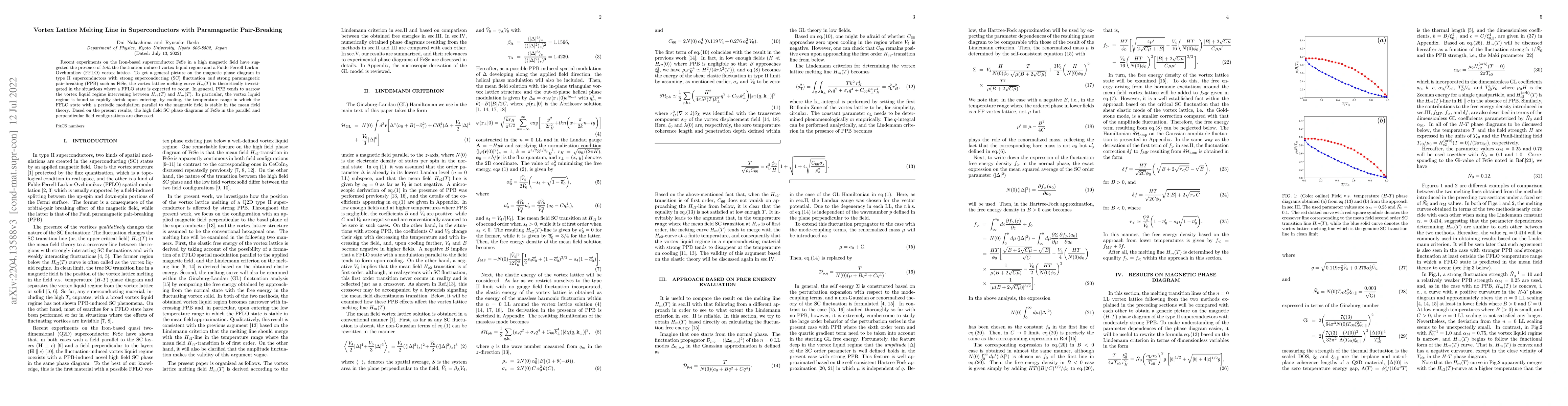 Thumbnail for Vortex Lattice Melting Line in Superconductors with Paramagnetic
  Pair-Breaking