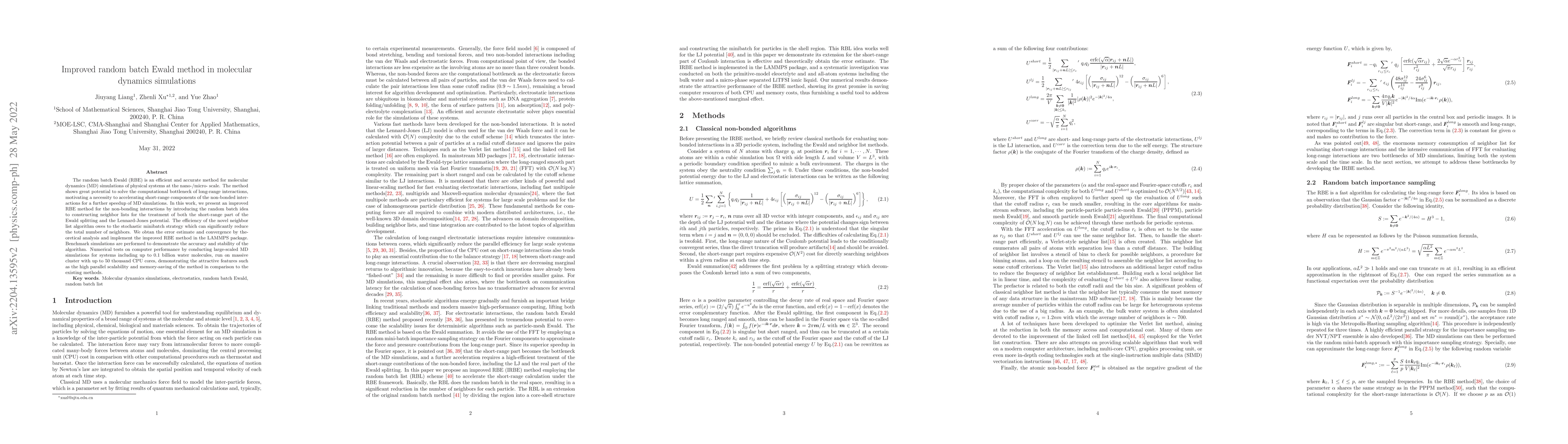 Thumbnail for Improved random batch Ewald method in molecular dynamics simulations