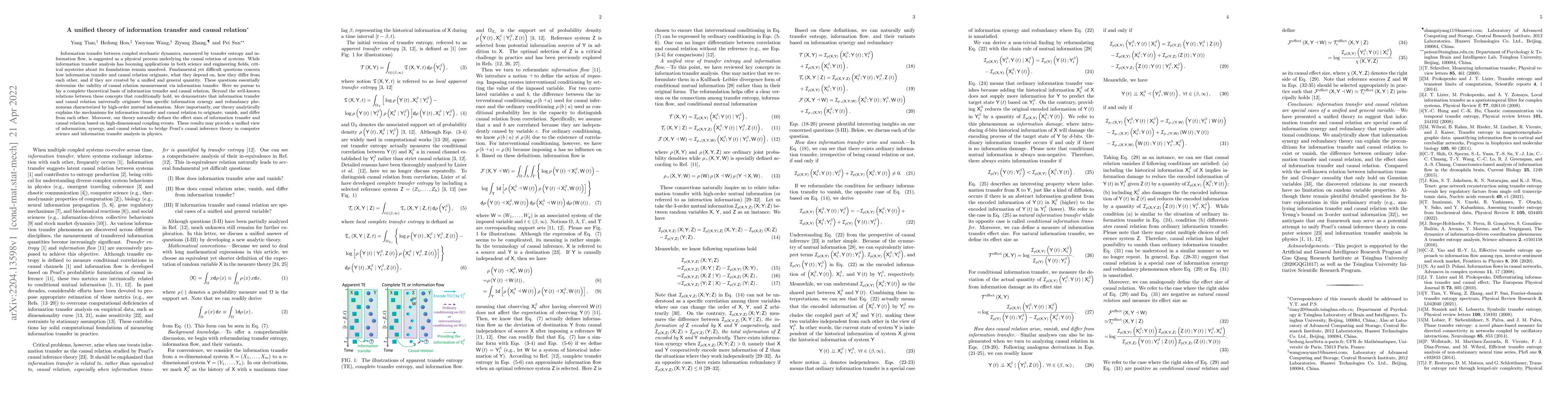 Thumbnail for A unified theory of information transfer and causal relation