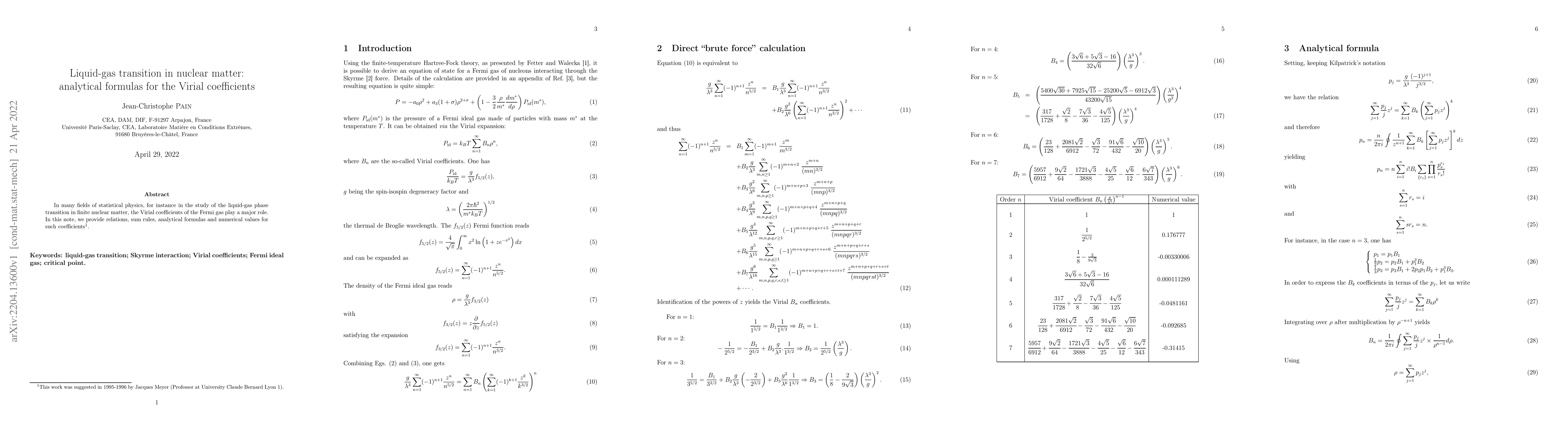 Thumbnail for On analytical formulas for the Virial coefficients
