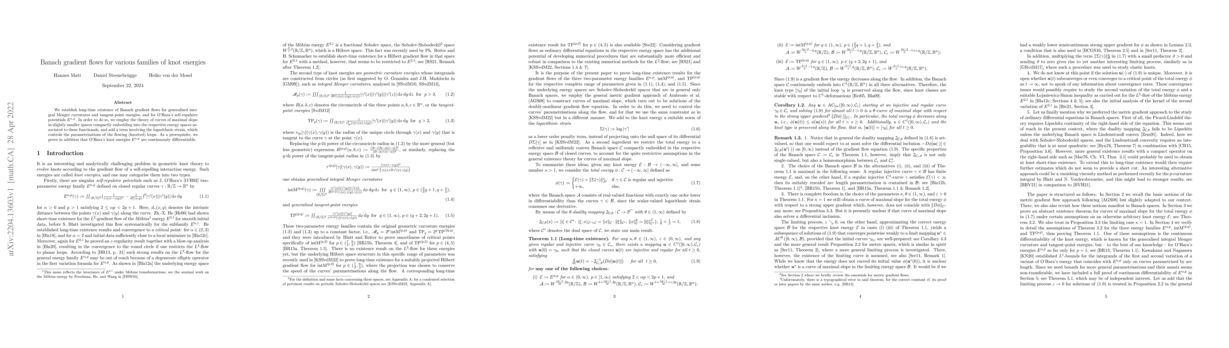 Thumbnail for Banach gradient flows for various families of knot energies
