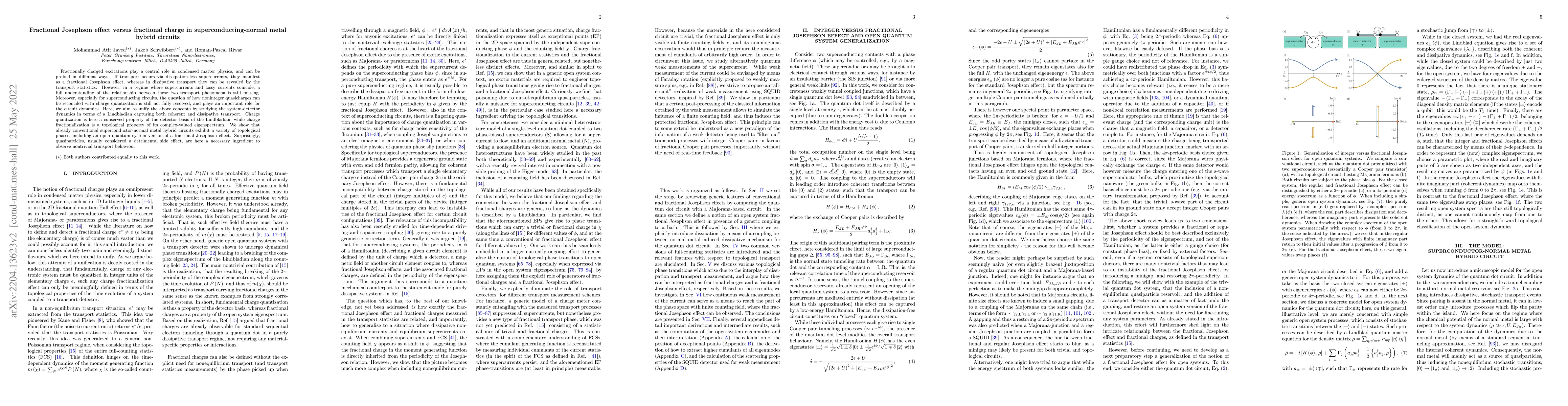 Thumbnail for Fractional Josephson effect versus fractional charge in
  superconducting-normal metal hybrid circuits