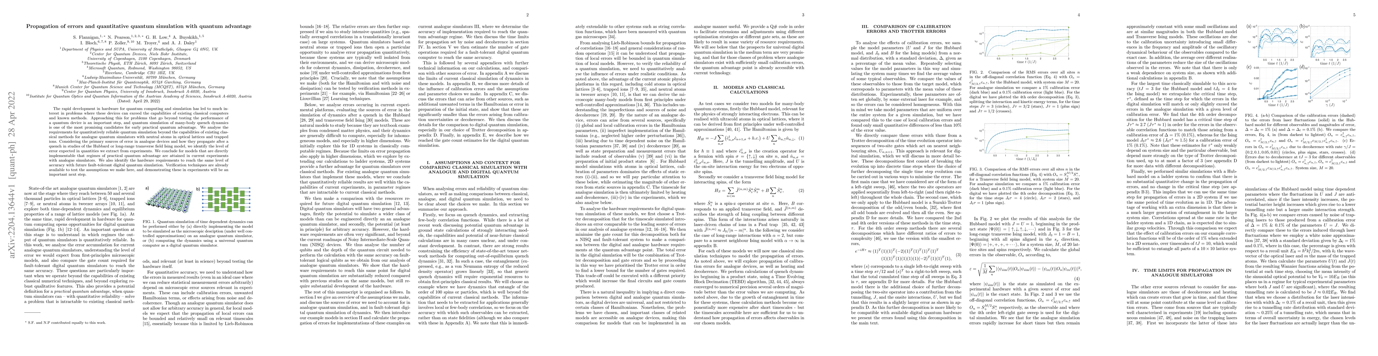 Thumbnail for Propagation of errors and quantitative quantum simulation with quantum
  advantage