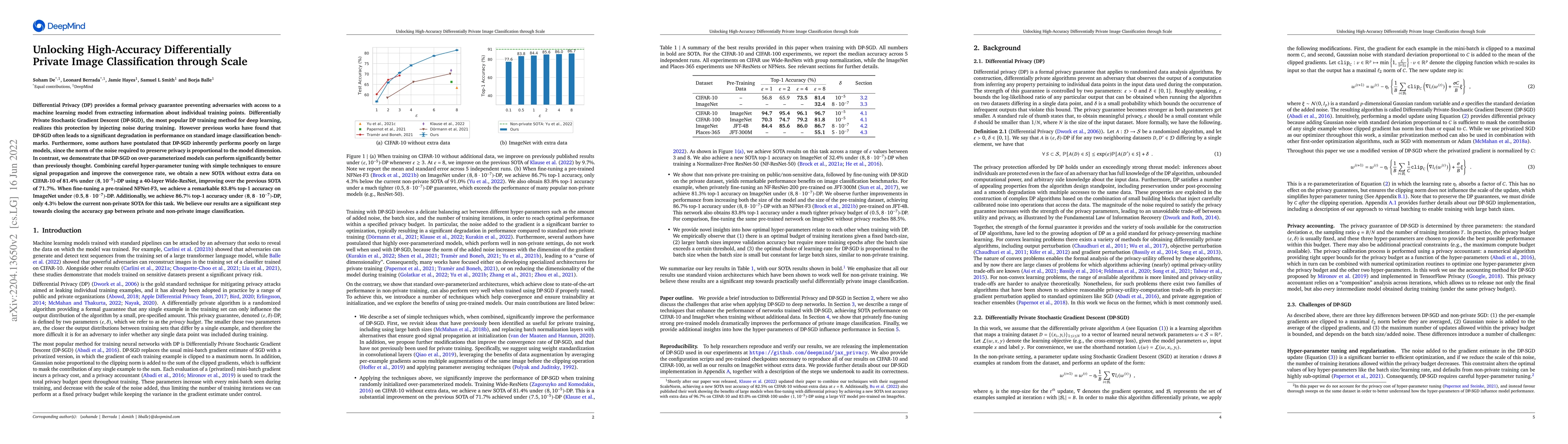 Thumbnail for Unlocking High-Accuracy Differentially Private Image Classification
  through Scale