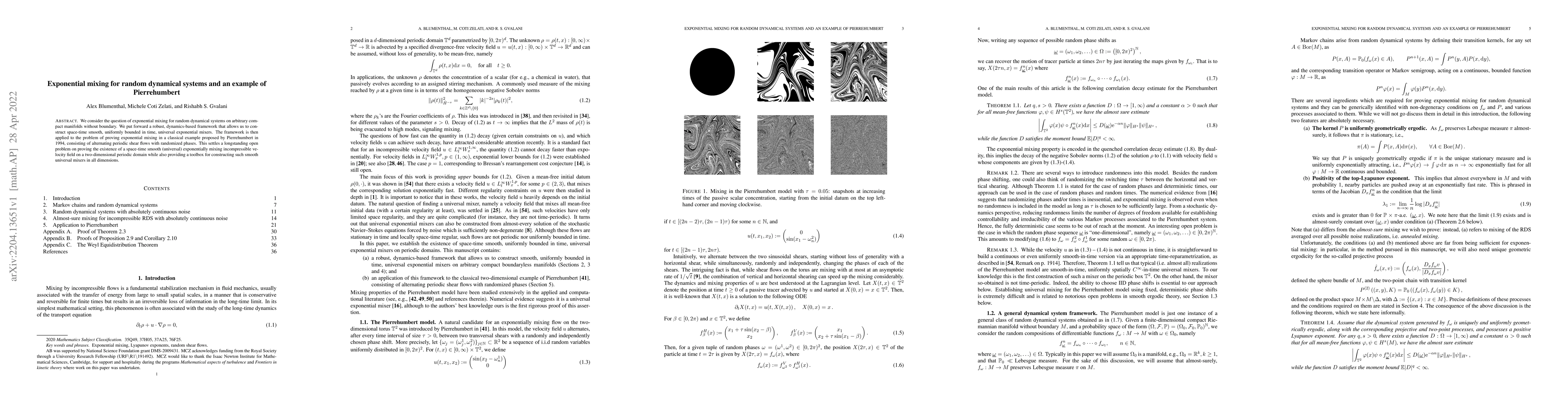 Thumbnail for Exponential mixing for random dynamical systems and an example of
  Pierrehumbert