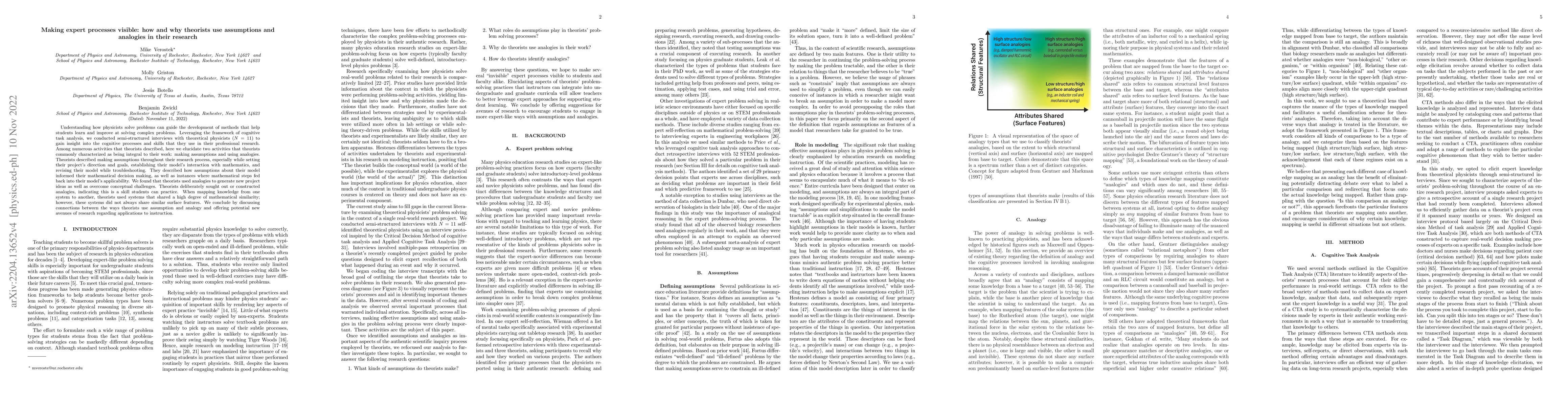 Thumbnail for Making expert processes visible: how and why theorists use assumptions
  and analogies in their research