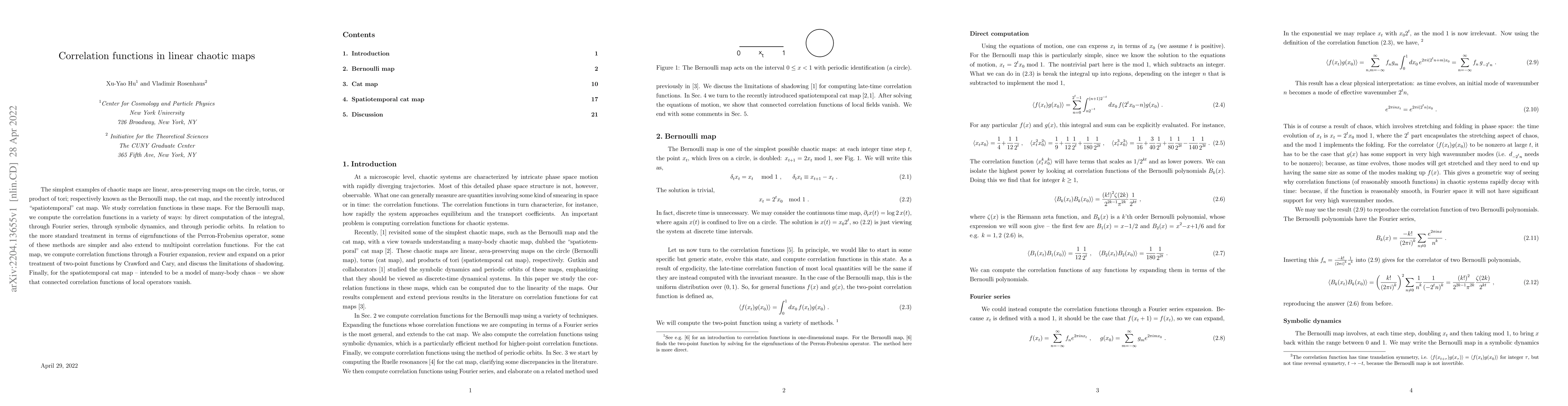 Thumbnail for Correlation functions in linear chaotic maps