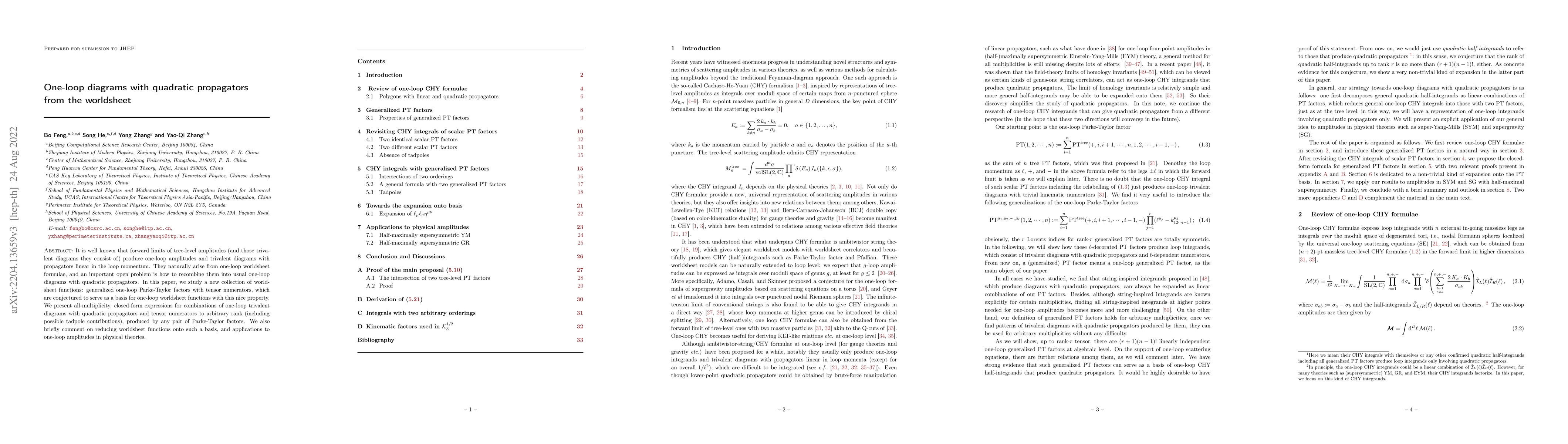 Thumbnail for One-loop diagrams with quadratic propagators from the worldsheet