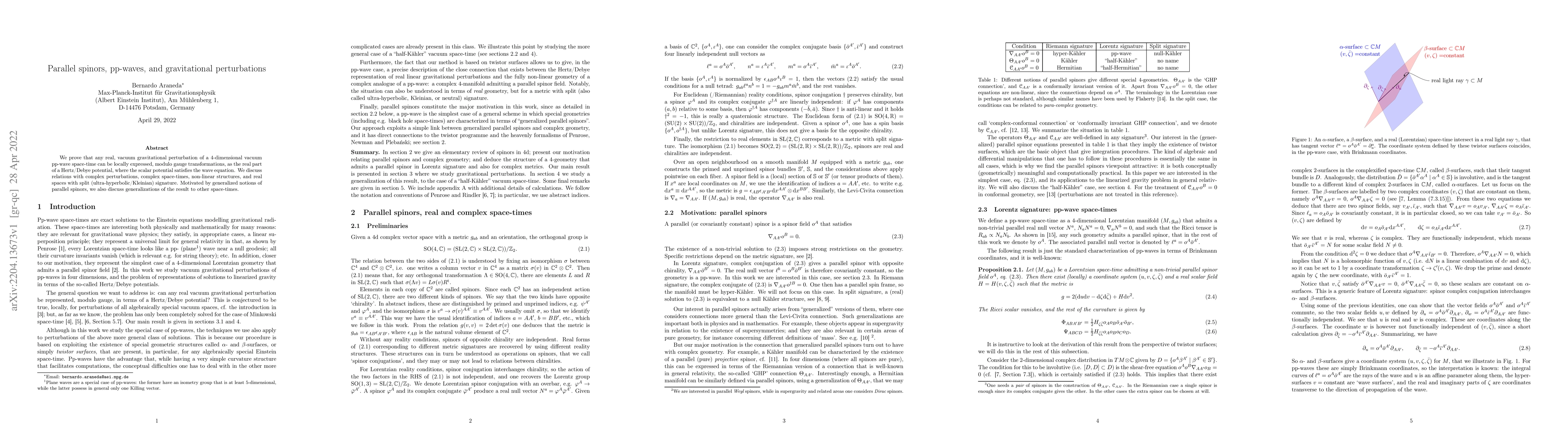 Thumbnail for Parallel spinors, pp-waves, and gravitational perturbations