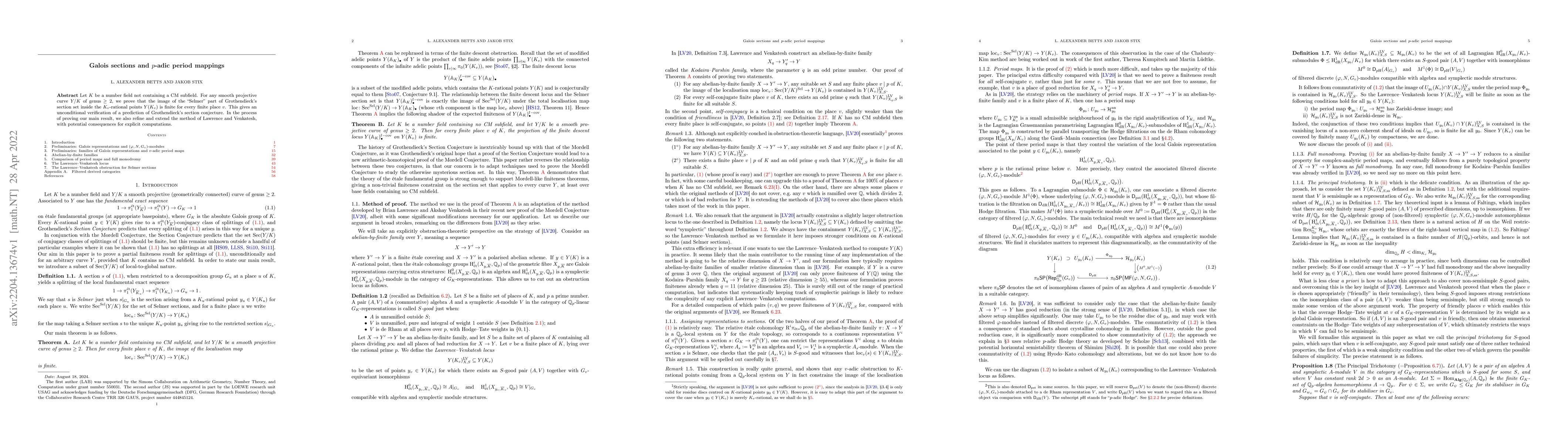 Thumbnail for Galois sections and $p$-adic period mappings